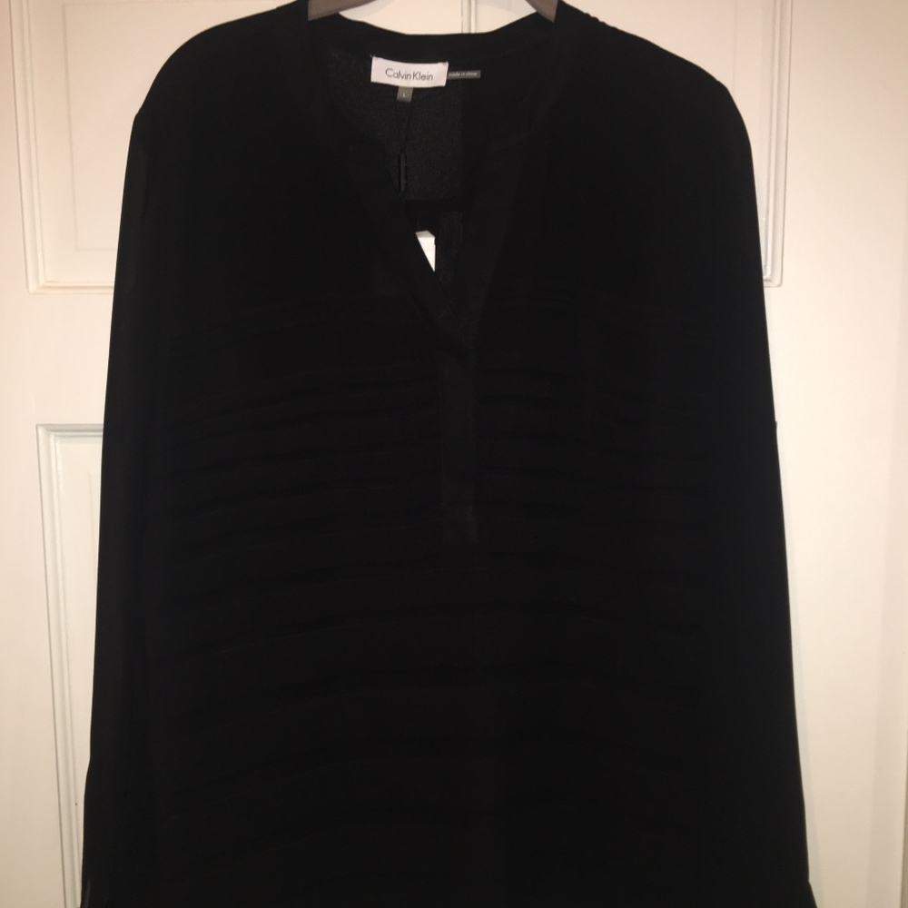 Black Calvin Klein Ruffled Women's Blouse